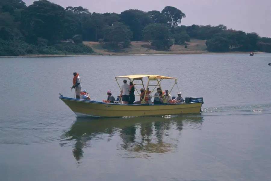 Boat to Ngamba Chimpanzee Sanctuary